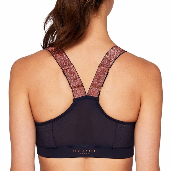 TED BAKER Navy Jaklun Mesh Panel Sports Bra - Picture 3 of 8